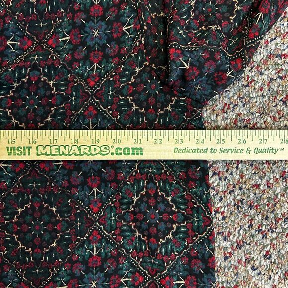 Loft Green Red Blue Floral Chiffon Velvet Trim V-Neck Sheer LS Blouse Size XXL - Picture 14 of 15